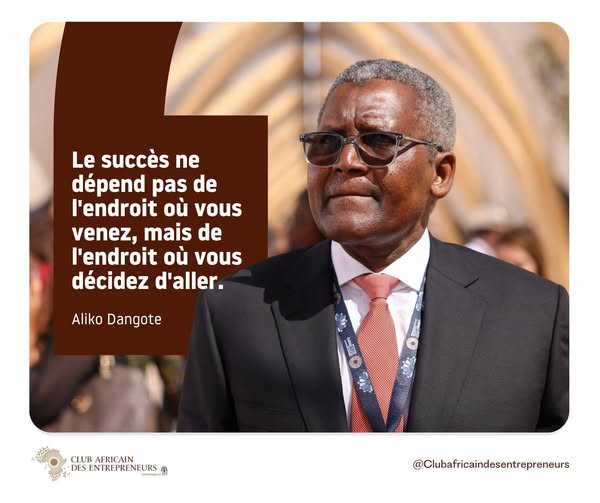 Le succès ne dépend pas de I'endroit où vous venez, mais I'endroit où vous décidez d'aller